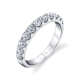 14Kt. White Gold 1.00Ctdw Natural Round Diamond "U" Shared Prong Wedding Ring