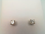 14KT WHITE GOLD 2=0.52CTDW SI1 H ROUND BASKET STYLE DIAMOND STUD EARRINGS
