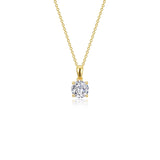 Sterling Silver Goldplated Finish 0.50 Ctgw Simulated Diamond 4-Prong Solitaire Necklace 20