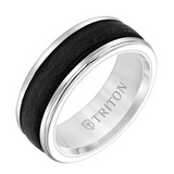 8MM WHITE TUNGSTEN WITH CHAOTIC CARBON FIBER WEDDING RING BY TRITON SIZE 10