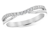 14Kt. White Gold  0.17Ctdw Natural Round Diamond Curved Wedding Band Size 7