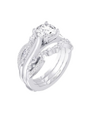 14Kt. White Gold 1/2 Ctdw Natural Round And Marquise Shaped Diamond Insert/Guard Ring Size 6