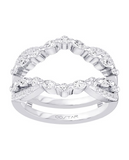 14Kt. White Gold 1/2 Ctdw Natural Round And Marquise Shaped Diamond Insert/Guard Ring Size 6