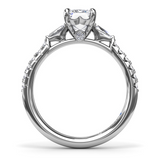 14Kt. White Gold 0.38Ctdw Natural Round And Baguette Diamond Semi Mount For A Rectangular Cut by Fana