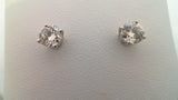 14KT WHITE GOLD 0.75CTDW A QUALITY ROUND NATURAL DIAMOND FOUR PRONG STUD EARRINGS WITH PIERCED POST