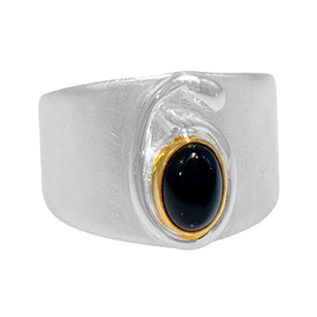Sterling Silver And 22Kt Gold Vermeil Onyx Ring by Michou