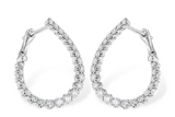14Kt. White Gold 1.0Ctdw Natural Round Diamond Hoop Earrings