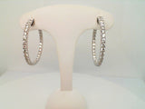 14kt White Gold 2.50 Ctw Inside Out Round Diamond Hoops With Vault Locks