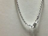 Sterling Silver Diamond Cut Rope Chain Length 24" with Lobster Clasp