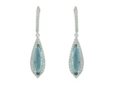 14Kt. White Gold 80=0.47Ctdw 2=3.19Ctgw Natural Round Diamond And Pear Shaped London Blue Topaz Earrings