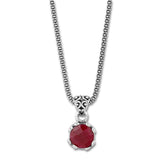 Sterling Silver 7mm Round Ruby Pendant on 18" Chain By Samuel B
